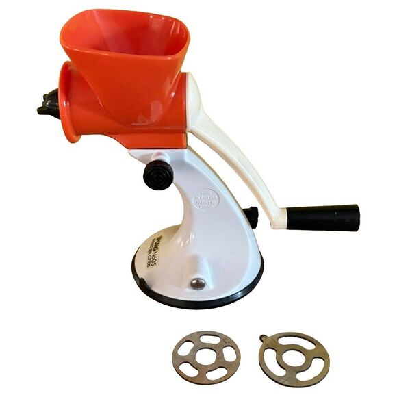 Spong Other - Vintage 1970s Spong N605 Hand Crank Meat Mincer Orange White England